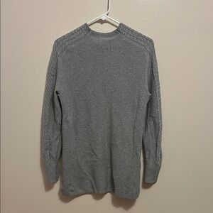 Light Grey Cable Sleeve Crewneck Tunic Sweater
